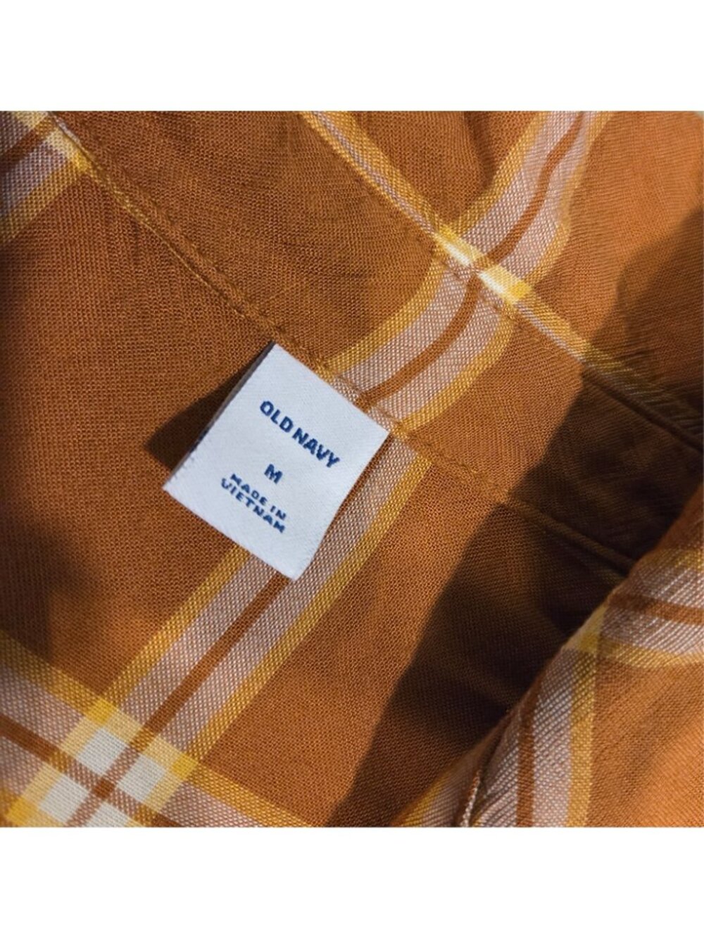Plaid Shirt Dress OLD NAVY Women's Size M Short Sleeve Yellow Brown Knee Length - Picture 10 of 13